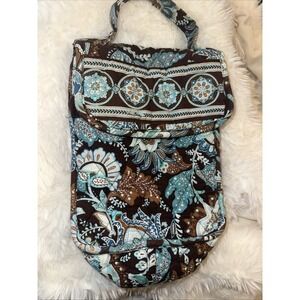 Vera Bradley Out To Lunch Java Blue Bag Tote Retired EUC Blue Brown White Teal